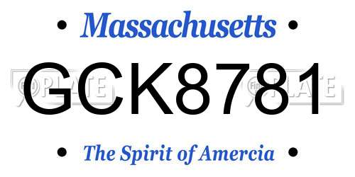 GCK8781 Massachusetts License Plate