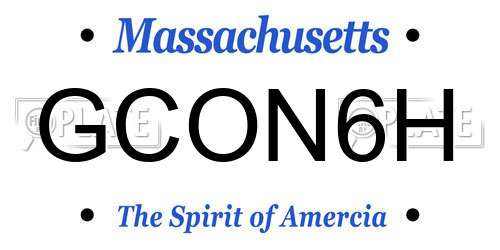 GCON6H Massachusetts License Plate