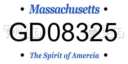 GD08325 Massachusetts License Plate