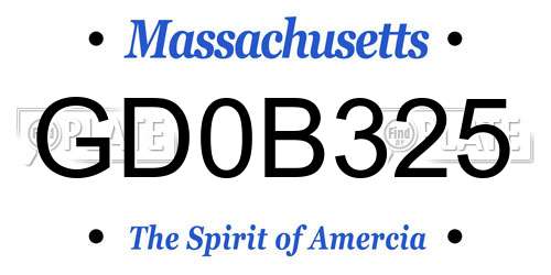 GD0B325 Massachusetts License Plate