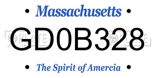 GD0B328 Massachusetts License Plate