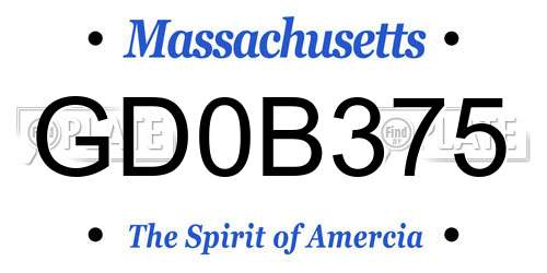 GD0B375 Massachusetts License Plate