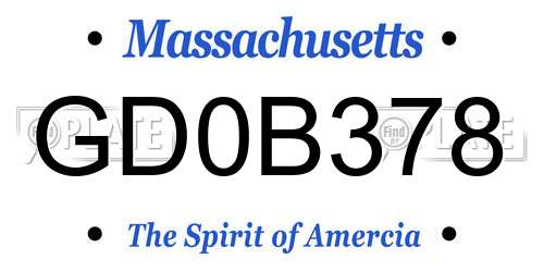 GD0B378 Massachusetts License Plate
