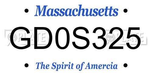 GD0S325 Massachusetts License Plate