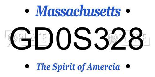 GD0S328 Massachusetts License Plate