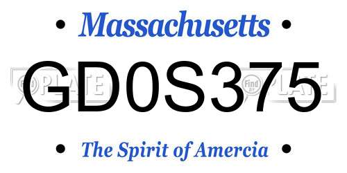 GD0S375 Massachusetts License Plate