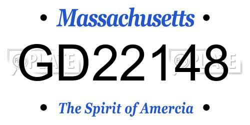 GD22148 Massachusetts License Plate