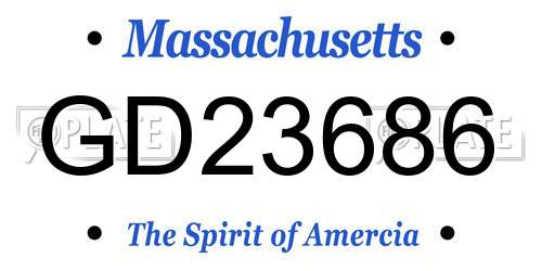 GD23686 Massachusetts License Plate