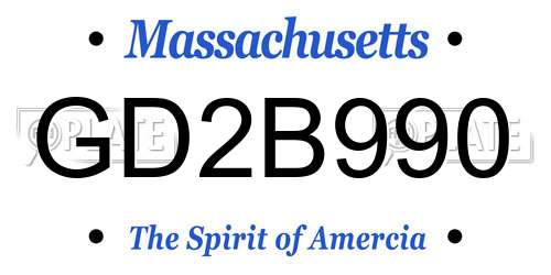 GD2B990 Massachusetts License Plate