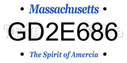 GD2E686 Massachusetts License Plate