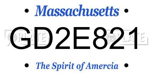 GD2E821 Massachusetts License Plate