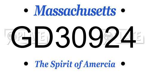 GD30924 Massachusetts License Plate