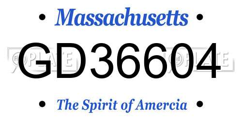 GD36604 Massachusetts License Plate