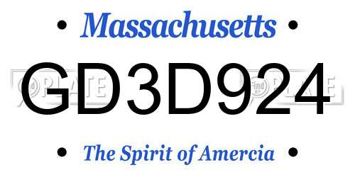 GD3D924 Massachusetts License Plate