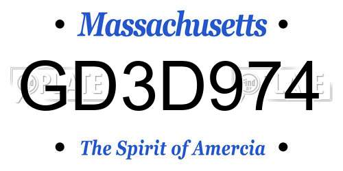GD3D974 Massachusetts License Plate