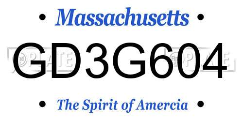 GD3G604 Massachusetts License Plate
