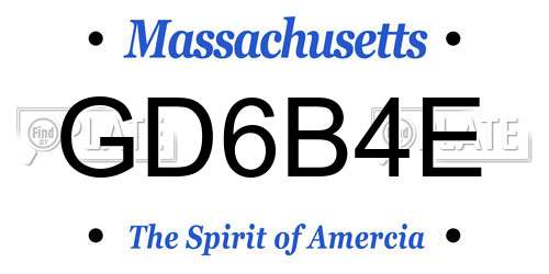 GD6B4E Massachusetts License Plate