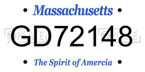 GD72148 Massachusetts License Plate