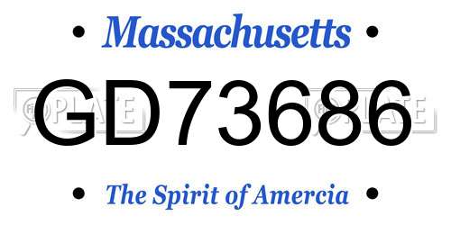 GD73686 Massachusetts License Plate
