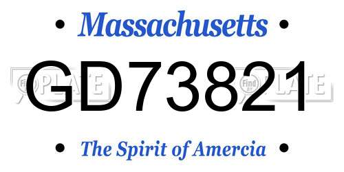 GD73821 Massachusetts License Plate