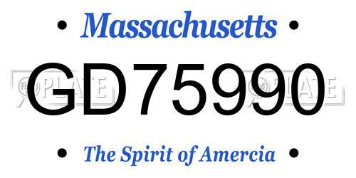 GD75990 Massachusetts License Plate