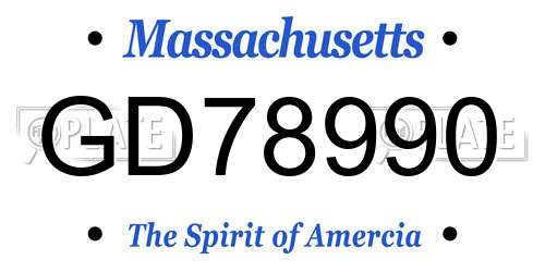 GD78990 Massachusetts License Plate