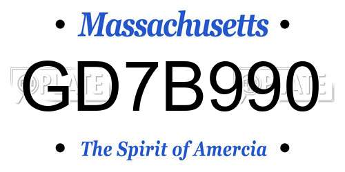 GD7B990 Massachusetts License Plate