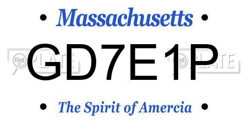 GD7E1P Massachusetts License Plate