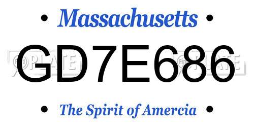 GD7E686 Massachusetts License Plate