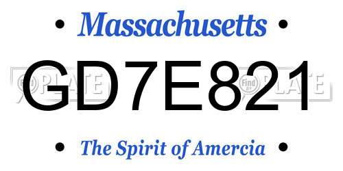 GD7E821 Massachusetts License Plate