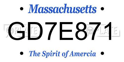GD7E871 Massachusetts License Plate