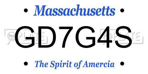 GD7G4S Massachusetts License Plate