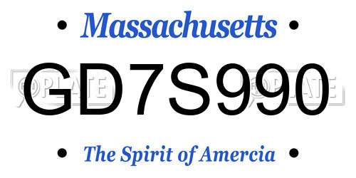 GD7S990 Massachusetts License Plate