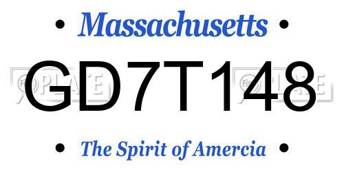 GD7T148 Massachusetts License Plate