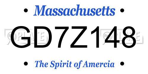GD7Z148 Massachusetts License Plate