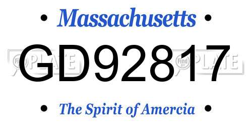 GD92817 Massachusetts License Plate