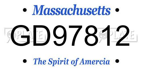 GD97812 Massachusetts License Plate