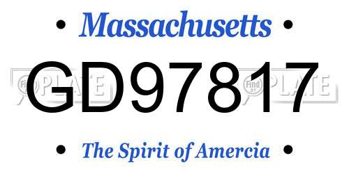 GD97817 Massachusetts License Plate