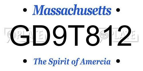 GD9T812 Massachusetts License Plate