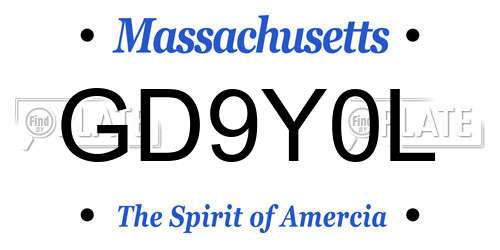 GD9Y0L Massachusetts License Plate