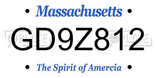 GD9Z812 Massachusetts License Plate