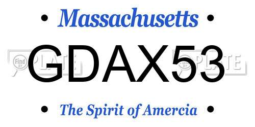 GDAX53 Massachusetts License Plate