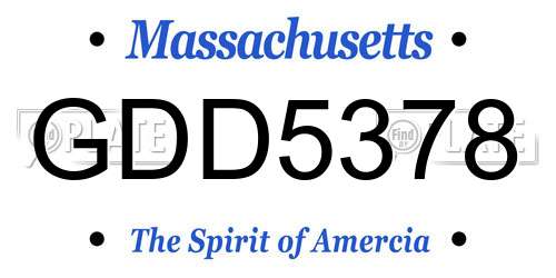 GDD5378 Massachusetts License Plate