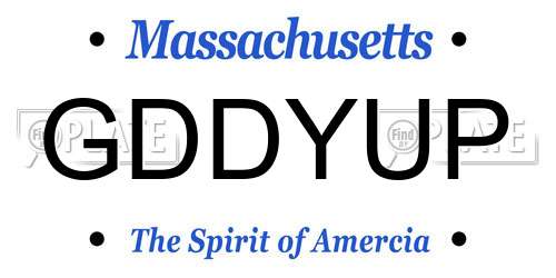 GDDYUP Massachusetts License Plate