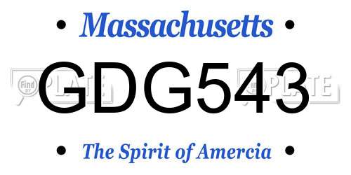 GDG543 Massachusetts License Plate