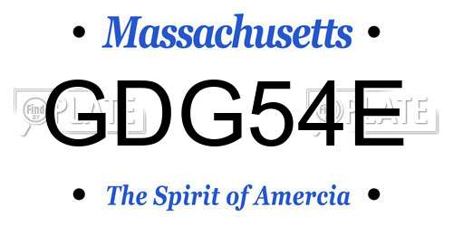 GDG54E Massachusetts License Plate