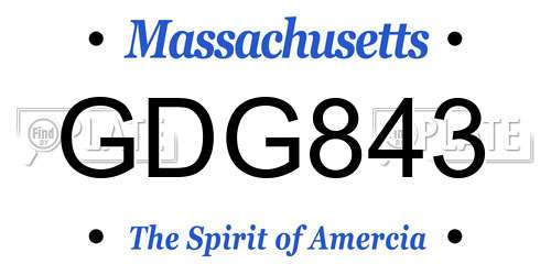 GDG843 Massachusetts License Plate