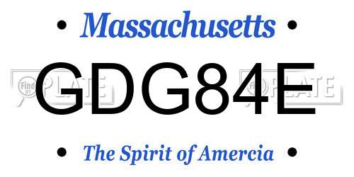 GDG84E Massachusetts License Plate