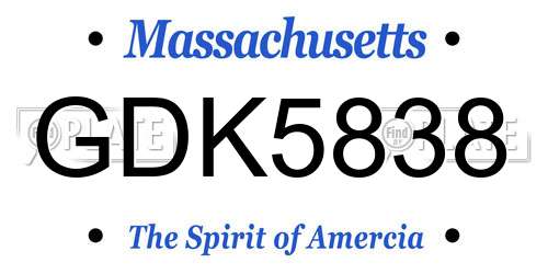 GDK5838 Massachusetts License Plate