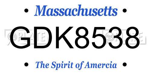 GDK8538 Massachusetts License Plate
